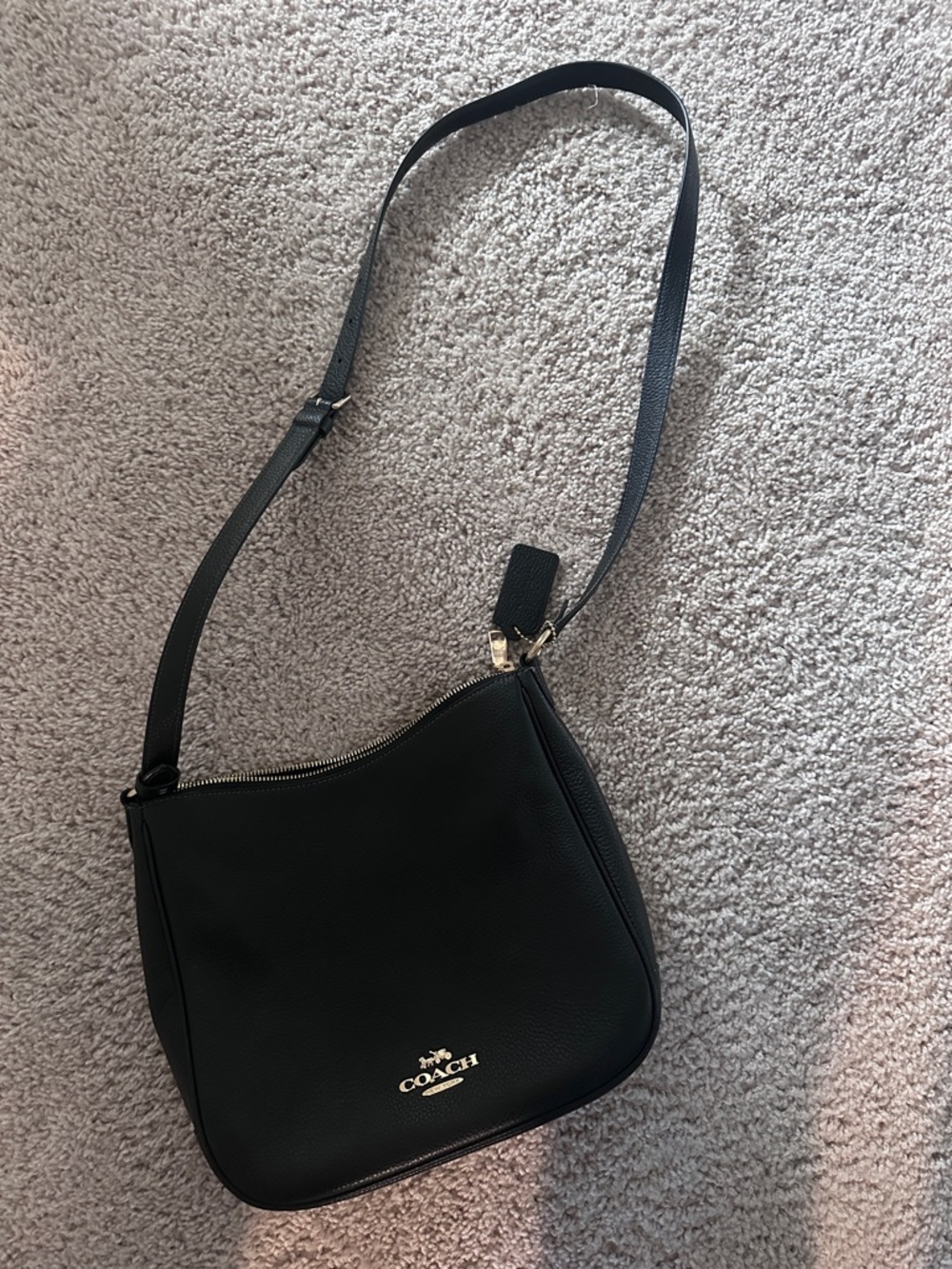 Coach Ellie File Black Leather Crossbody Bag with Gold Hardware